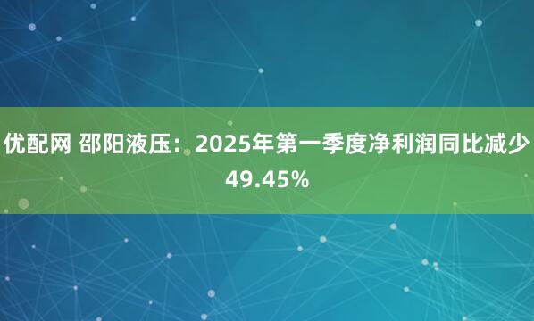 优配网 邵阳液压：2025年第一季度净利润同比减少49.45%