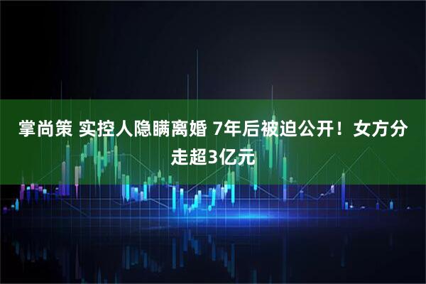 掌尚策 实控人隐瞒离婚 7年后被迫公开！女方分走超3亿元